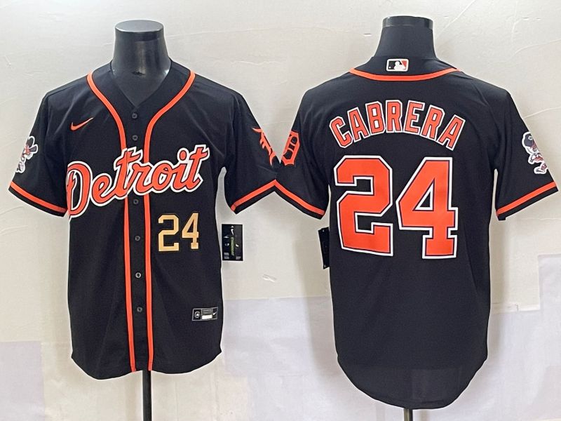 Men 2025 Detroit Tigers #24 Cabrera Black Joint Name Nike MLB Jersey style 3->detroit tigers->MLB Jersey